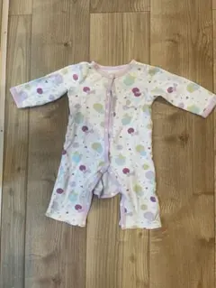 綿100% 西松屋 プレオール ロンパース 80 女の子 リボン 総柄長袖春秋冬