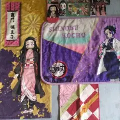 鬼滅の刃まとめセット、タオル、マット、靴下、 折り紙、単語帳、ランチマット