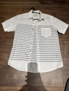 NANO UNIVERSE 半袖シャツ ホワイトストライプ
