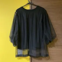 ブラック シースルー 五分袖 トップス　結婚式　卒業式