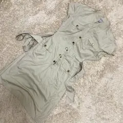 H&M シャツワンピース ベージュ 半袖 ベルト付き スナップボタン XL相当