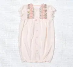 ベビー服 淡いピンク フリル付きドレス　スタイ　fillot de bebe