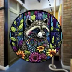 サンキャッチャー【花とアライグマ】