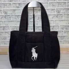 ポロ ラルフローレン トートバッグ ビッグポニー 黒 キャンバス ブラック