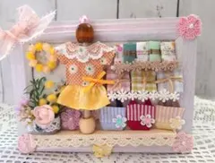 ミニチュア雑貨　エコクラフト　ハンドメイド　春の雑貨屋☆手芸屋①　フォトフレームのサムネイル