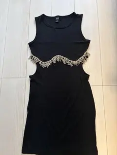 Dazy ラインストーン装飾 タンクトップ ブラック M