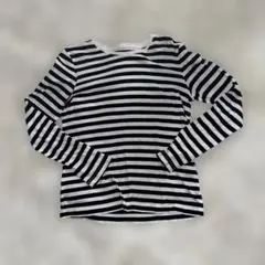 長袖白黒ストライプTシャツ