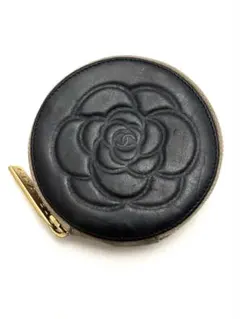 CHANEL ブラック コインケース　カメリア　CCマーク　財布