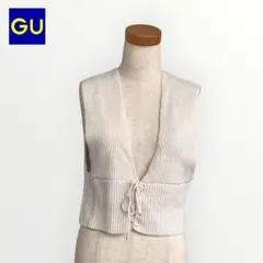 GU✨️レースアップニットビスチェ Vネック リブ編み アイボリー