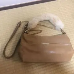 ファー付きチェーンバッグ　ベージュ