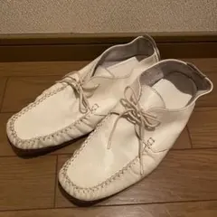 【格安】gentile白レザーモカシン イタリア製レザー40サイズ25~25.5のサムネイル