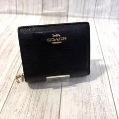 【美品】コーチ　財布　二つ折り　ビルフォードウォレット　ラウンドジップ　レザー黒