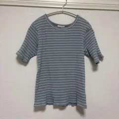 ehka sopo ボーダー リブ 半袖 Tシャツ ブルー