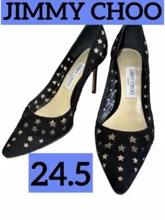 JIMMYCHOO（ジミーチュウ）スターパンチングポインテッドトゥパンプス黒38