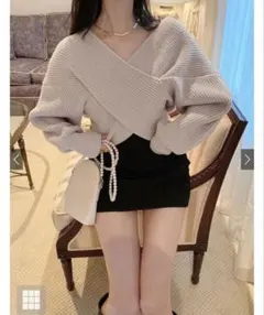 【美品】グレイルカシュクールニットトップス[mb1515] Vネックラップニット