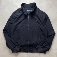 美品✨ポロラルフローレン スウィングトップ ポニーロゴ刺繍 リブ袖 濃紺Lサイズ