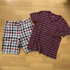 GAP メンズ 半袖Tシャツ チェック柄ショートパンツ セットのサムネイル