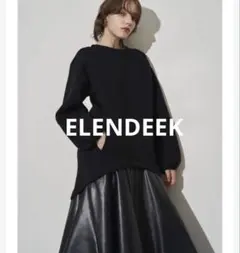 エレンディーク ELENDEEK異素材ドッキング ロングワンピース ブラック
