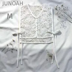 【美品】 JUNOAH ジュノアレースVネックベスト ジレ　ホワイトのサムネイル