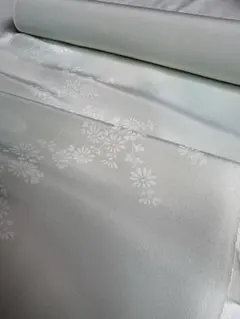 淡い水色　花柄 長襦袢反物