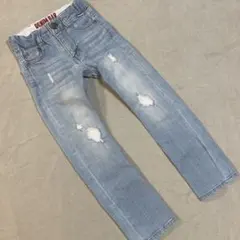 NO.001/DENIM BAR クラッシュ加工ブリーチデニム 110センチ