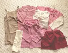女の子 100 キッズ服8点セット（ピンク・ベージュ・白・赤）