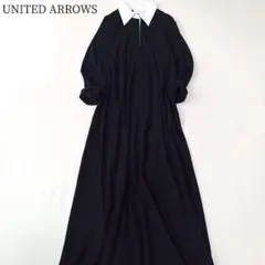ユナイテッドアローズ UWCC LINEN Vネック ワンピース ブラック 36 
