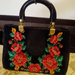 FEILER シュニール織メッシュハンドバッグ 薔薇