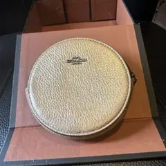 COACH シャンパンゴールド レザー 円形 コインケース/外ポケットあり