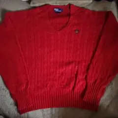 Polo レッド Vネック ケーブルニットセーターのサムネイル
