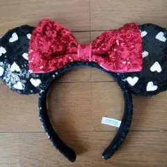 美品　ディズニーリゾート　ミニーマウス　スパンコールカチューシャ