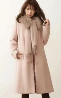 美品★4wayファーストール付ノーカラーコート3点セット