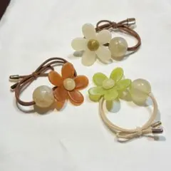フラワー ヘアゴム 3個セット 花モチーフ ヘアアクセサリー