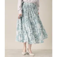 ITS’DEMO イッツデモ 花柄プリーツスカート ロング フレア ウエストゴム