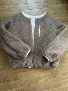 最終値下げボアダウンジャケット★リバーシブル　白　ベージュブラウン　フリーサイズ