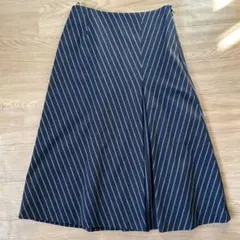 COMME ÇA ブラック ストライプ フレアスカート