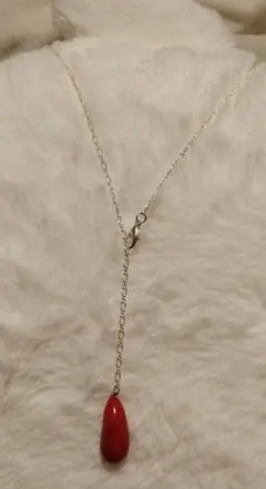レッドドロップ ガラスネックレス
