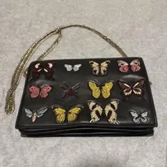 ZARA 蝶の刺繍 ショルダーバッグ ブラック