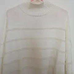 COMME CA 新品タグ付き☆アイボリー ストライプ タートルネックニット