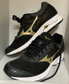 MIZUNO WAVE RIDER スニーカー ブラック ゴールドのサムネイル