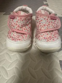 ミキハウス 花柄ベビーシューズ ピンク系　13cm