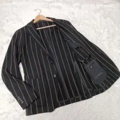 ■TAGLIATORE テーラードジャケット　 ブラック×ストライプ　イタリア製