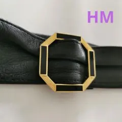 【昭和レトロ】HM ハナエモリ　黒レザーベルトのサムネイル