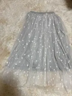 【MAJESTIC LEGON】ロングチュールスカート 花柄刺繍