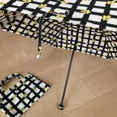 折りたたみ傘 花柄 黒白チェック
