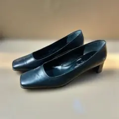 銀座かねまつ　ブラック レザースクエアトゥ フォーマル　 冠婚葬祭　23cm