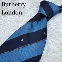 【美品】BURBERRY バーバリー ネクタイ ホースロゴ ネイビー ブルー