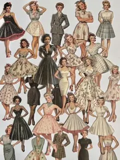 【D】コラージュ素材　ステッカー　人物ステッカー　レトロ　おすそ分け　25枚