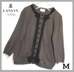 LANVIN en bleu  リボンカーディガン　七分袖　シフォン　チュールM