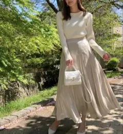 セルフォードCELFORD リブニット ドッキング ワンピース オフホワイト36